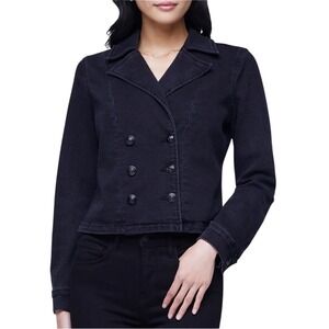 L'Agence Admiral Cropped Washed Black Denim Jean Jacket NWOT $480 Designer